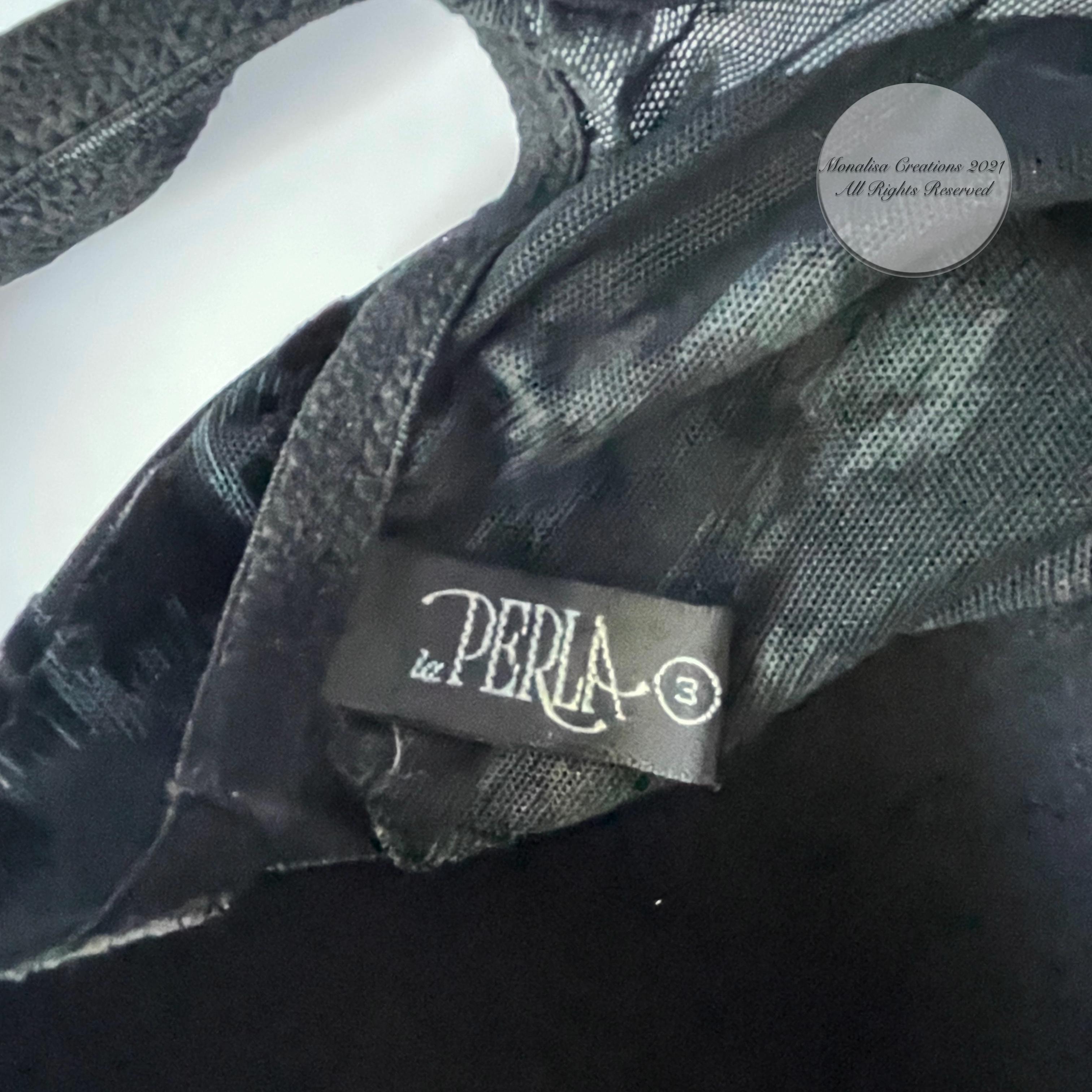 La Perla Corset Top Black Mesh Velvet Burnout Detail 2003  2