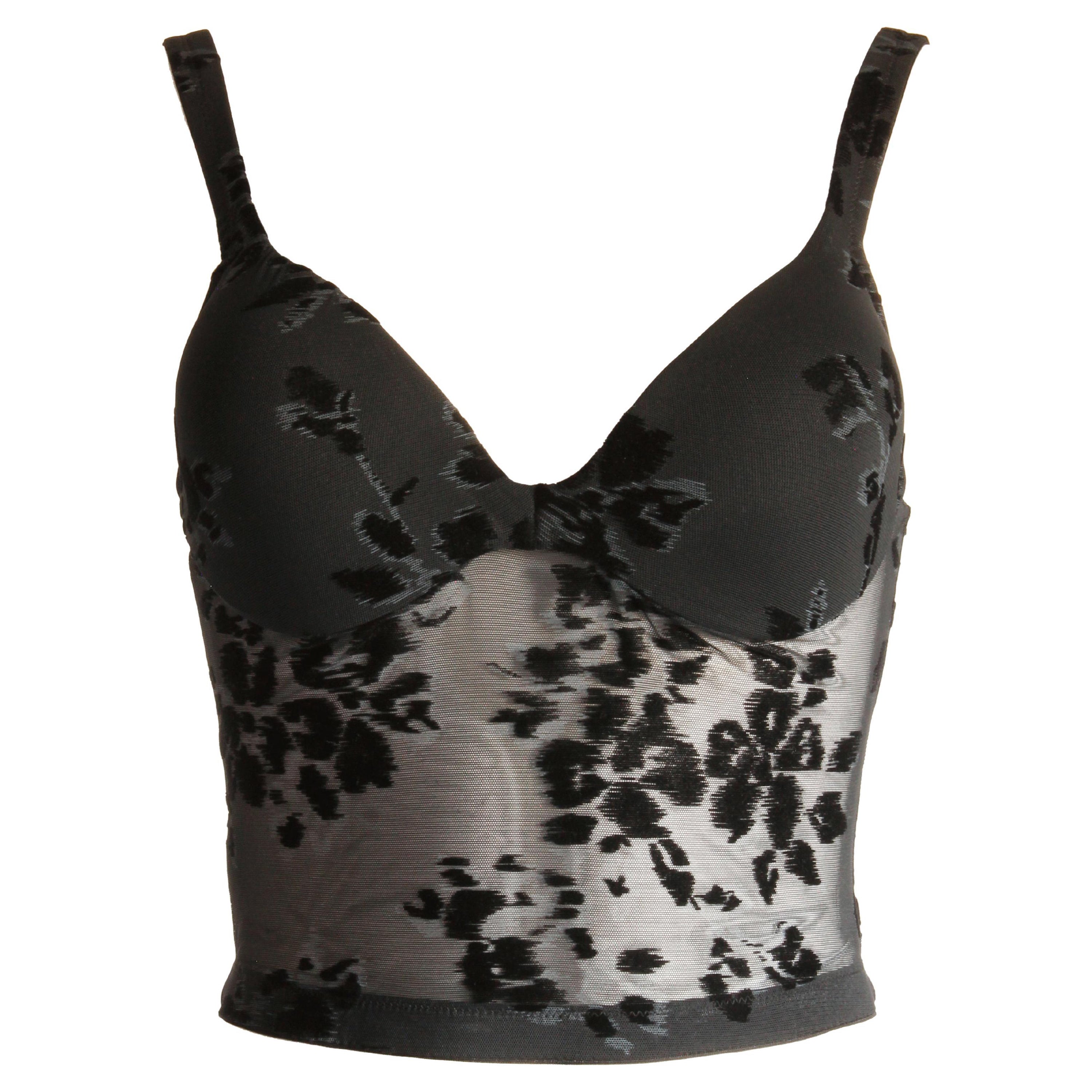 La Perla Corset Top Black Mesh Velvet Burnout Detail 2003