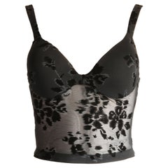 La Perla Corset Top Black Mesh Velvet Burnout Detail 2003