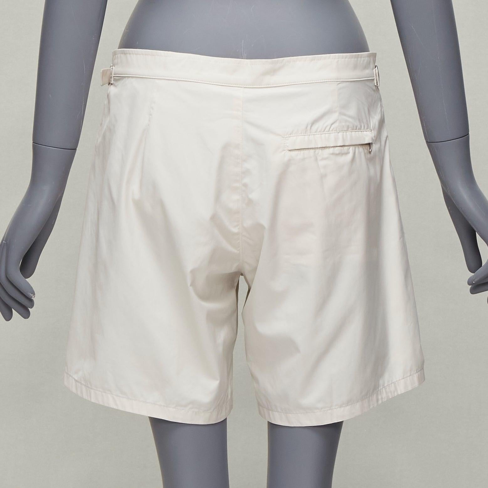 Women's LA PERLA cream nylon silver buckle waist mesh lined safari shorts S For Sale