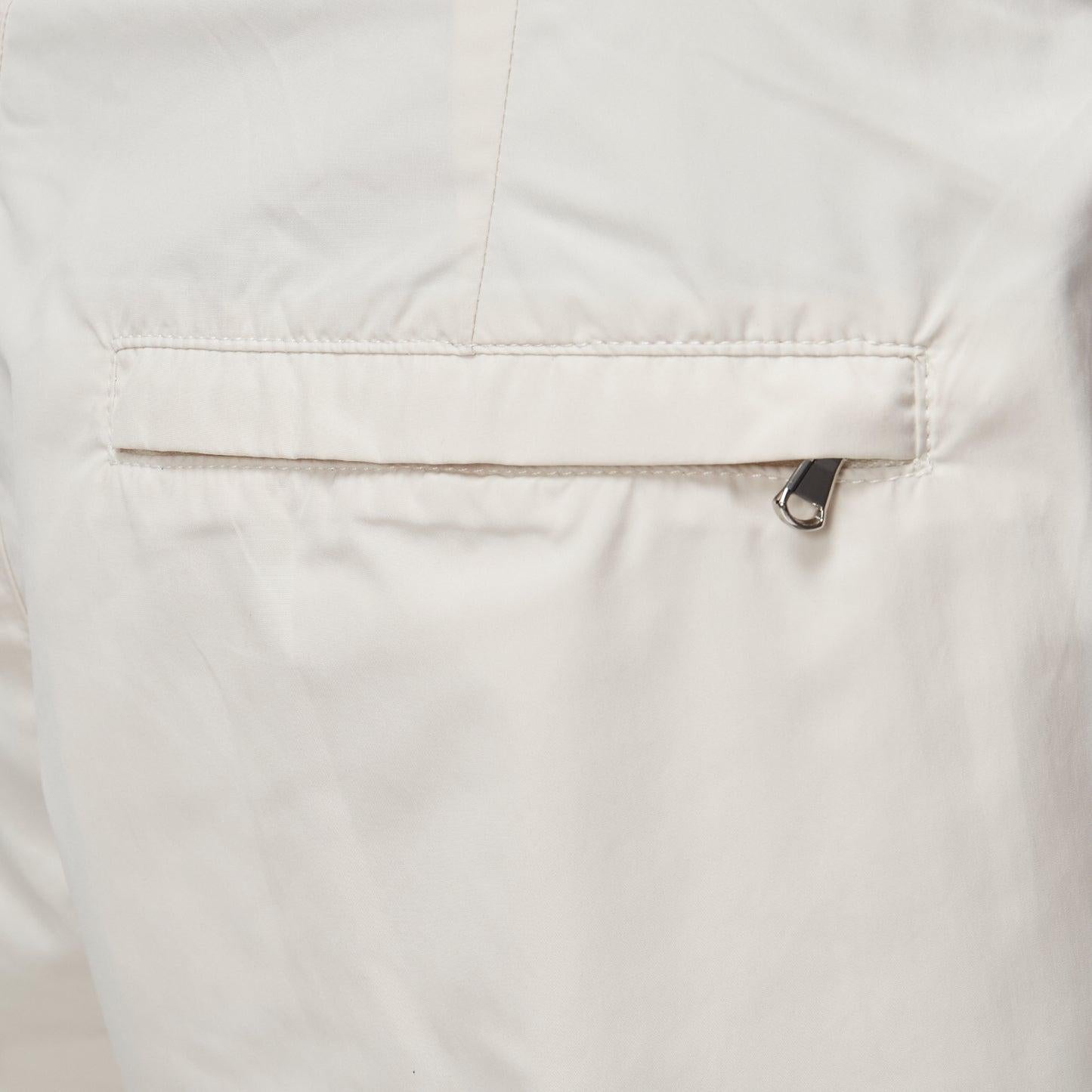 LA PERLA cream nylon silver buckle waist mesh lined safari shorts S For Sale 2