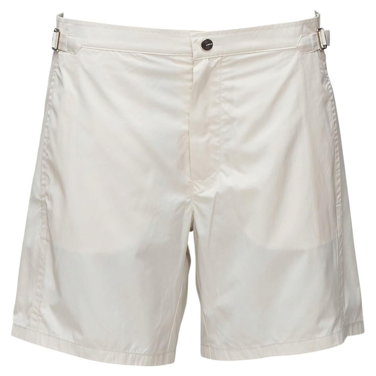LA PERLA Pantalones cortos safari de nailon crema con hebilla plateada y cintura forrada de malla S