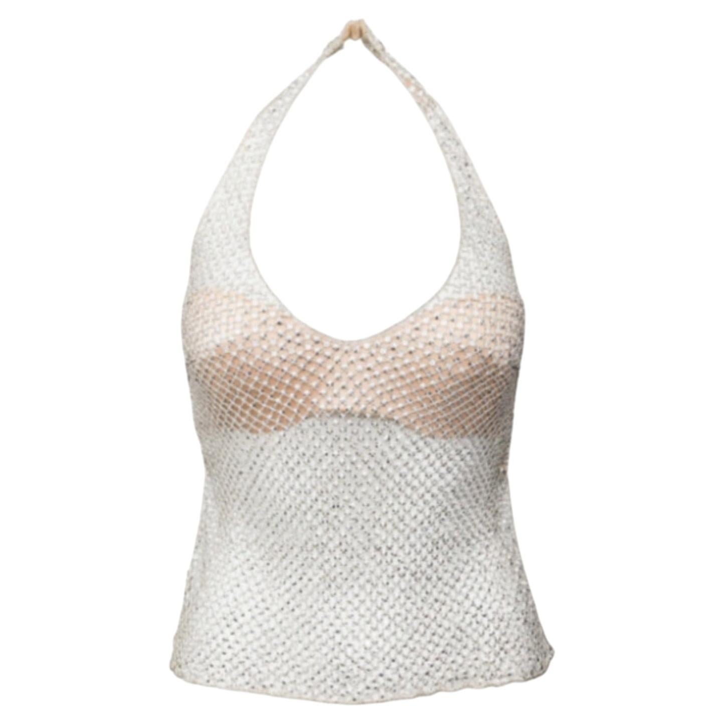 La Perla Crystal Mesh Halterneck Top - '00s