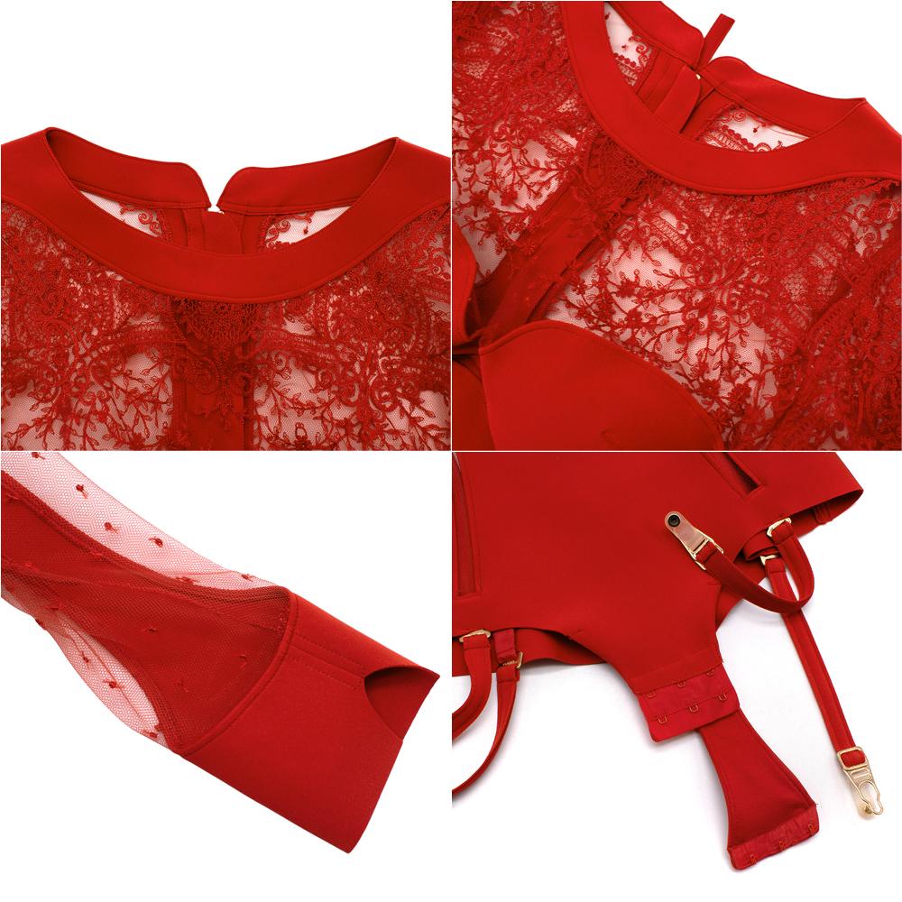 La Perla Desire Roter Body aus Neopren und Spitze, Rock und Stockings aus Neopren - US 4 im Angebot 2