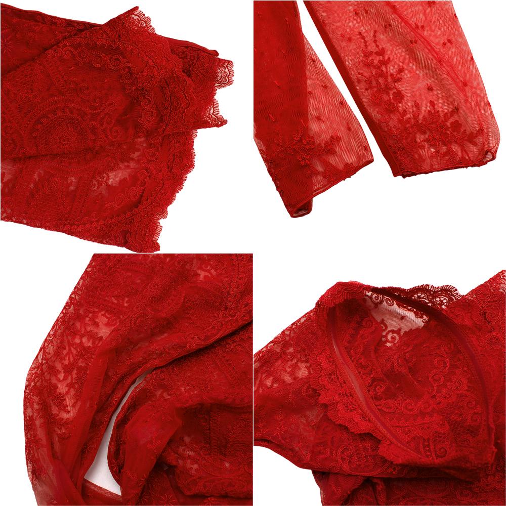 La Perla Desire Roter Body aus Neopren und Spitze, Rock und Stockings aus Neopren - US 4 im Angebot 4