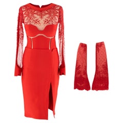 La Perla Desire Roter Body aus Neopren und Spitze, Rock und Stockings aus Neopren - US 4