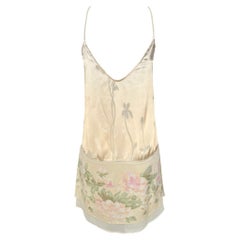 La Perla Kleid Cremefarbener Satin-Slip mit Blumendruck