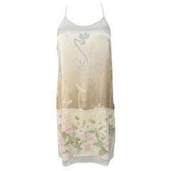 La Perla Dress Slip in raso color crema con stampa floreale