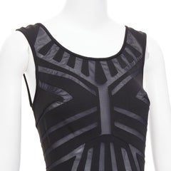 LA PERLA Dune black body contour sheer panels fitted mini dress IT40 S