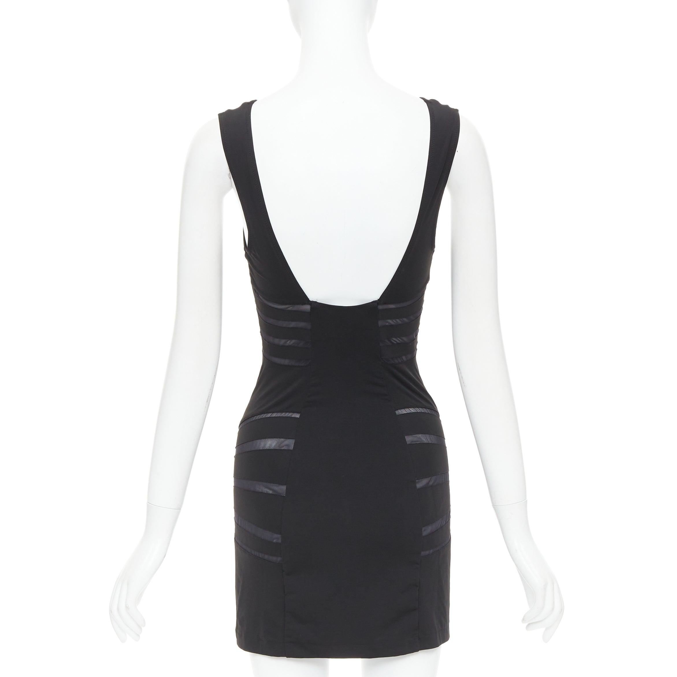 Donna LA PERLA Dune nero, mini abito aderente con pannelli trasparenti, IT40 S in vendita