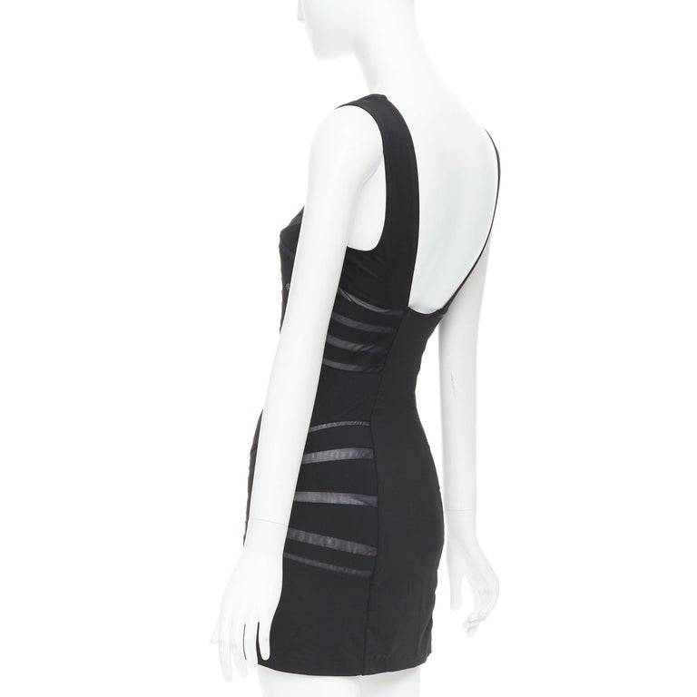 La Perla Dune Black Body Contour Sheer Panels Fitted Mini Dress It40 S