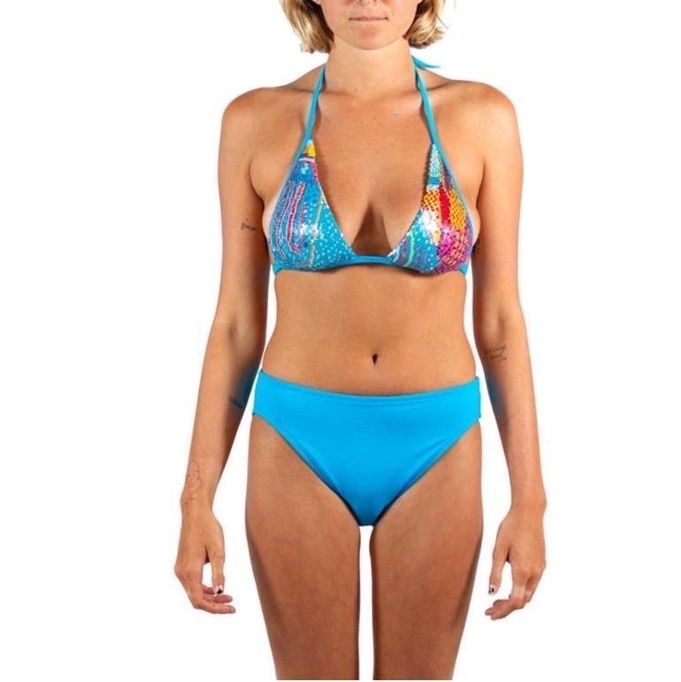 Brown La Perla  Electric Blue Sequence Swimsuit For Sale