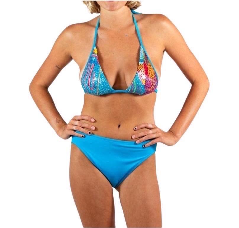 La Perla  Electric Blue Sequence Swimsuit For Sale