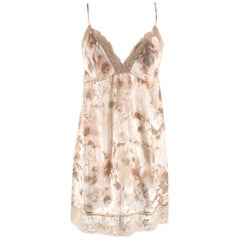 La Perla Floral Print Nude Night Dress & Robe - Size US 6-8