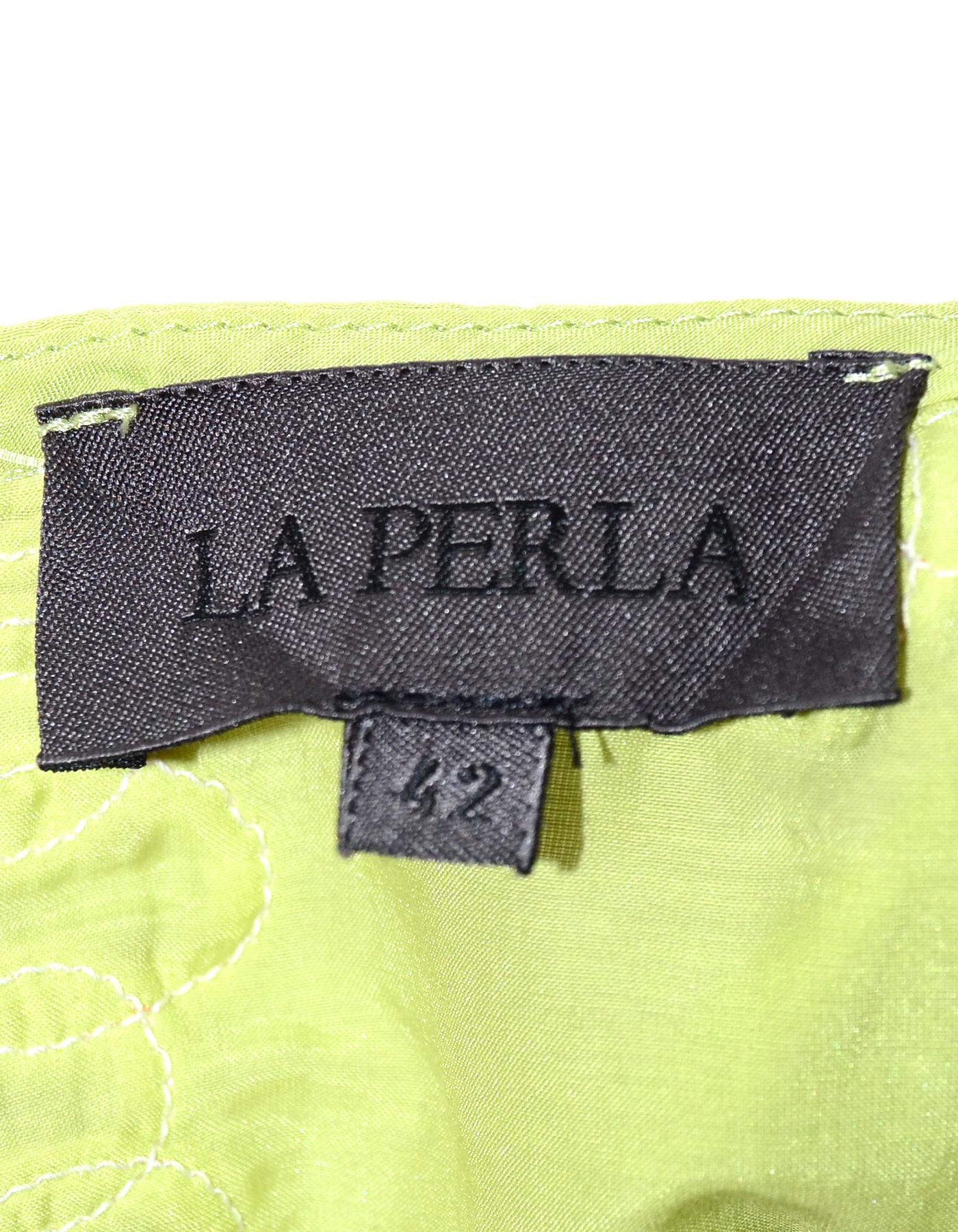 Women's La Perla Green Embroidered Sleeveless Top Sz 42