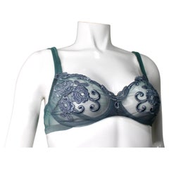 La Perla Grey Floral Embroidered Mesh Bralette