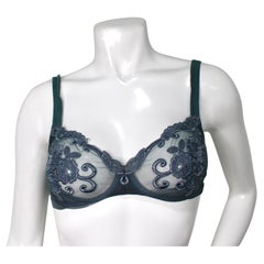 La Perla Grey Floral Embroidered Mesh Bralette