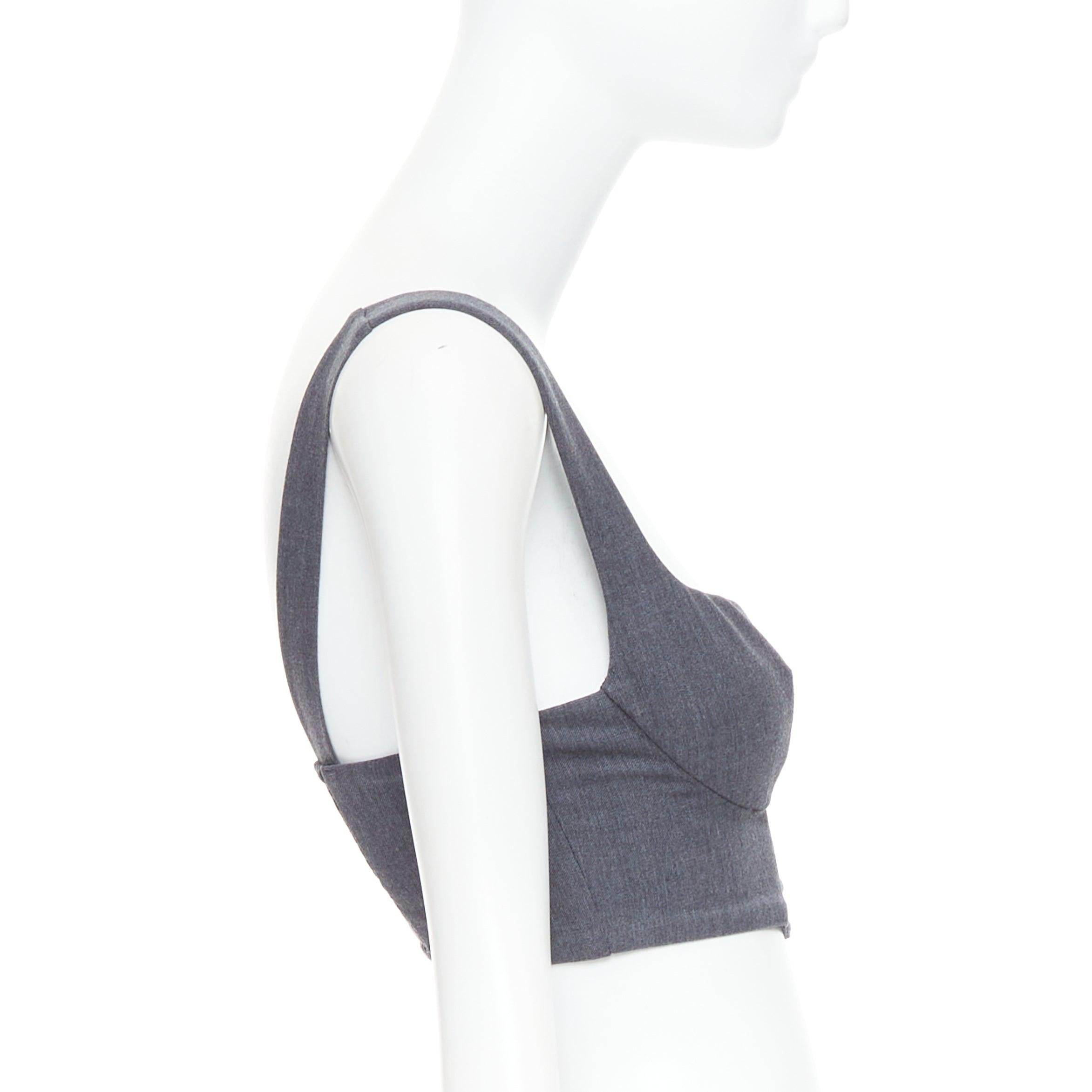 LA PERLA top corpiño de lana virgen gris con tachuelas doradas IT36D S en Excelente estado para la venta en Hong Kong, NT