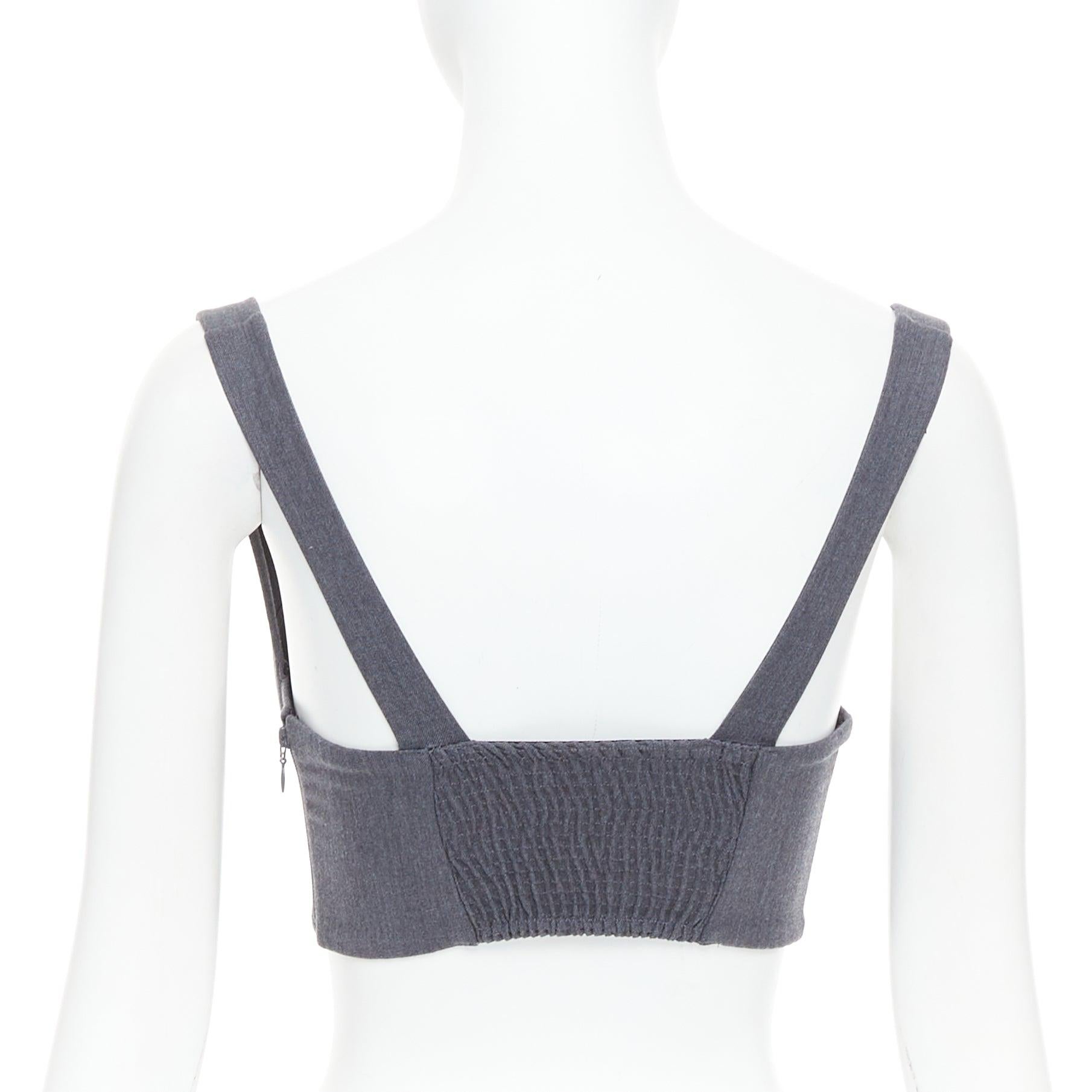 De las mujeres LA PERLA top corpiño de lana virgen gris con tachuelas doradas IT36D S en venta