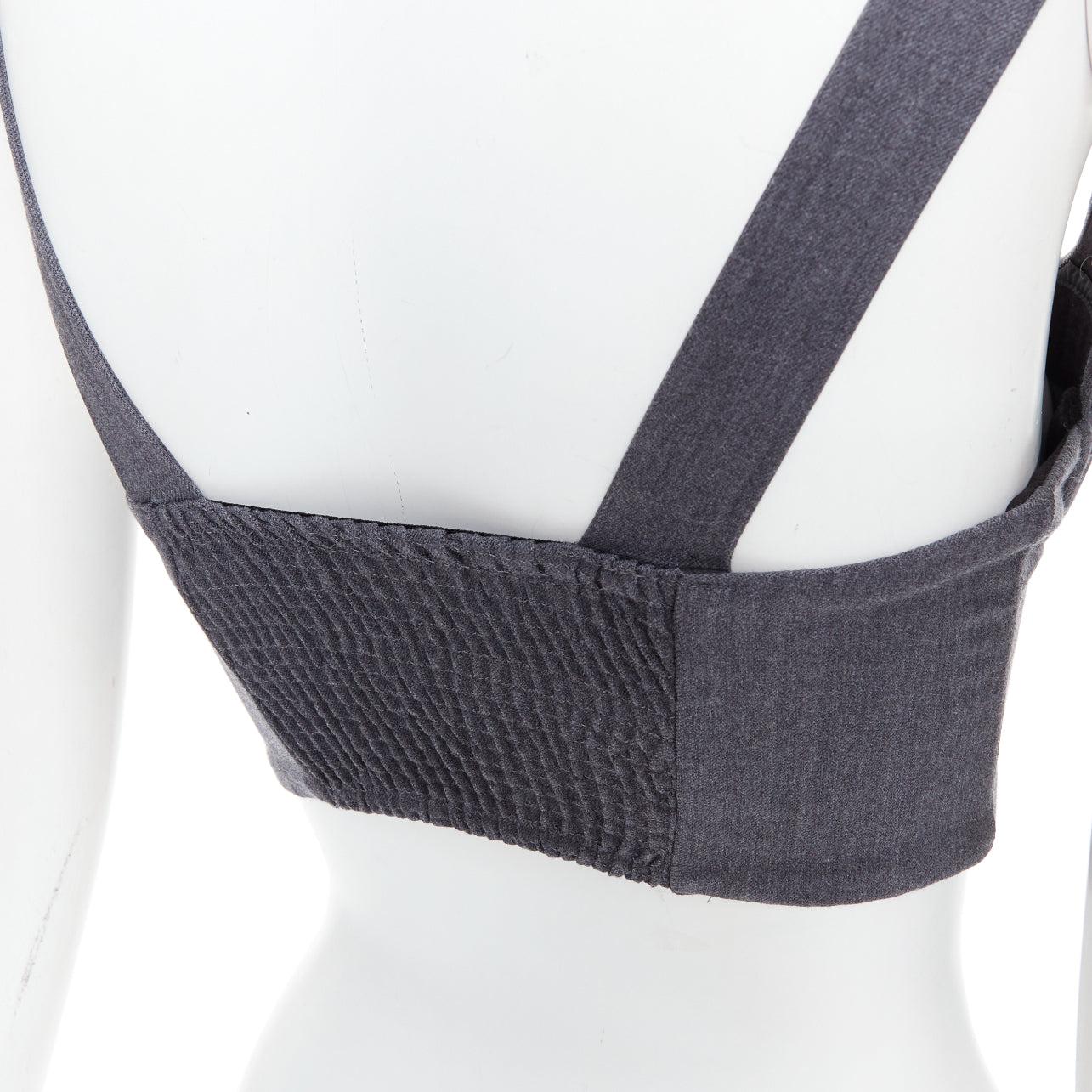LA PERLA top corpiño de lana virgen gris con tachuelas doradas IT36D S en venta 2