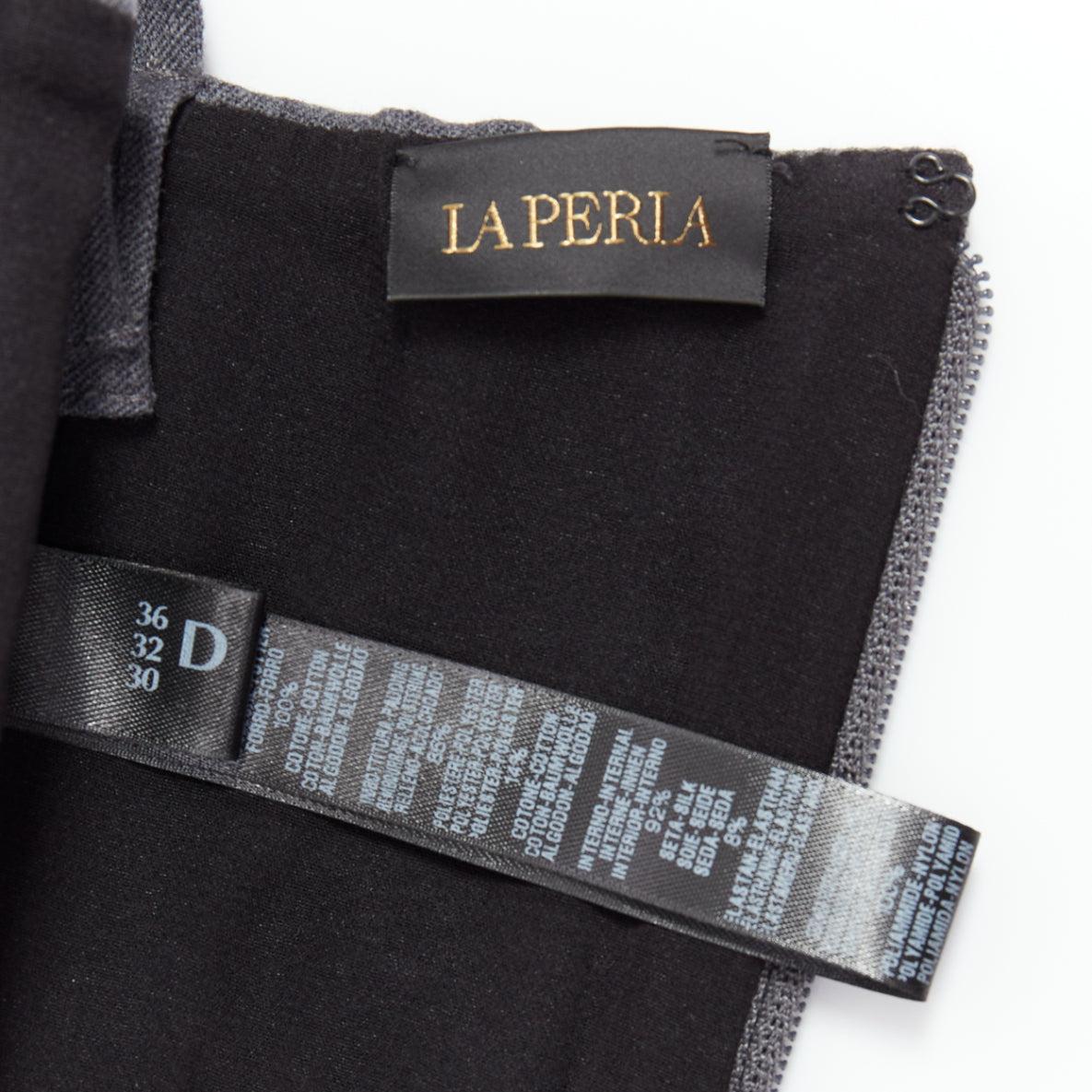 LA PERLA top corpiño de lana virgen gris con tachuelas doradas IT36D S en venta 3