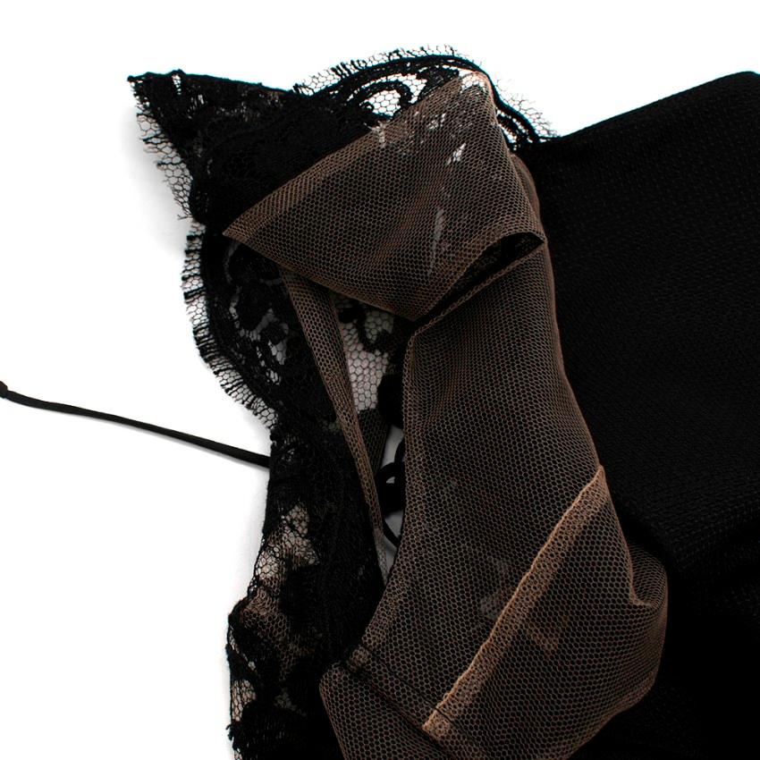 Black La Perla Halterneck nightgown in black silk with Leavers lace - Size US 8