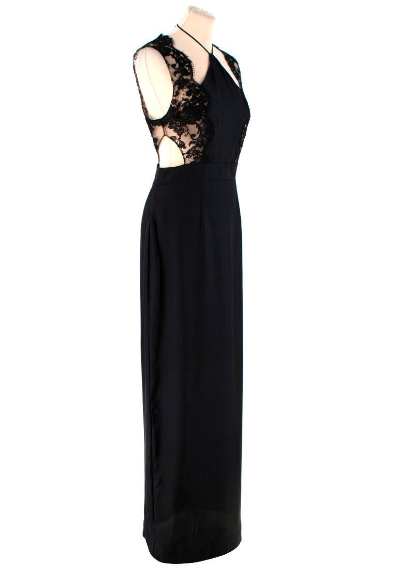 La Perla Halterneck nightgown in black silk with Leavers lace - Size US 8 In New Condition In London, GB