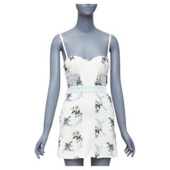 LA PERLA Hampton Court mini vestido de encaje floral de seda verde menta IT38B XS