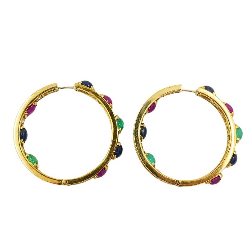 La Perla Hoop Ohrringe 18k Gold Edelstein Cabochons Diamant im Angebot 6