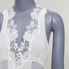 LA PERLA camiseta de tirantes de encaje floral con pliegues y espalda en V profunda Sz1 XS