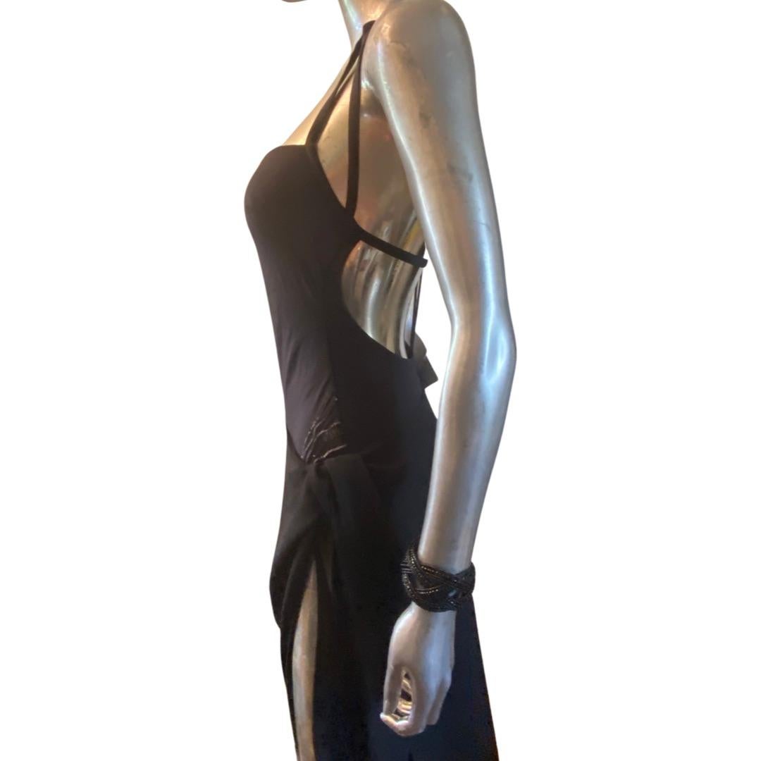 La Perla Italy NWT Beaded Sexy  Body Suit & One Leg Chiffon Pant Black Size 6 For Sale 4