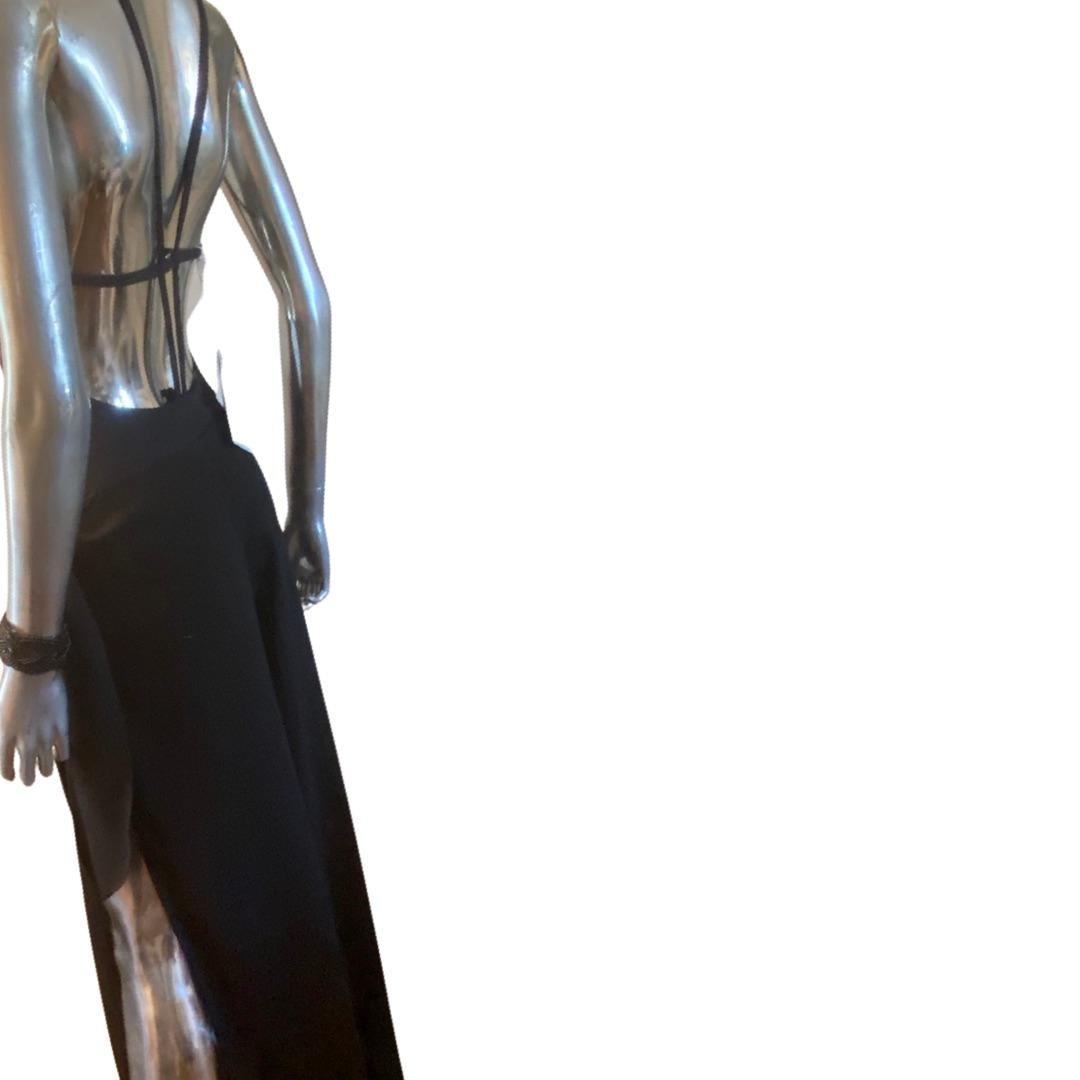 La Perla Italy NWT Beaded Sexy  Body Suit & One Leg Chiffon Pant Black Size 6 For Sale 6