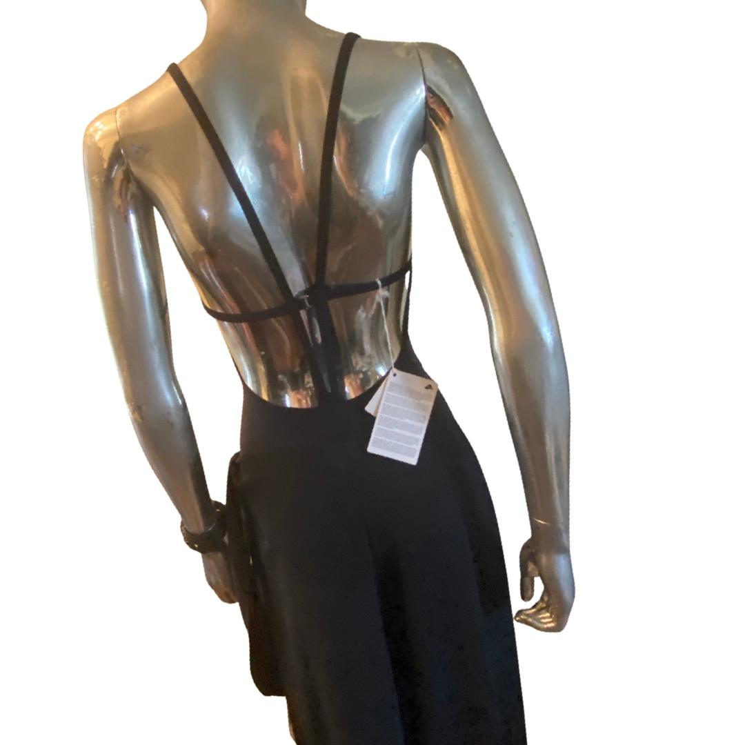 La Perla Italy NWT Beaded Sexy  Body Suit & One Leg Chiffon Pant Black Size 6 For Sale 7