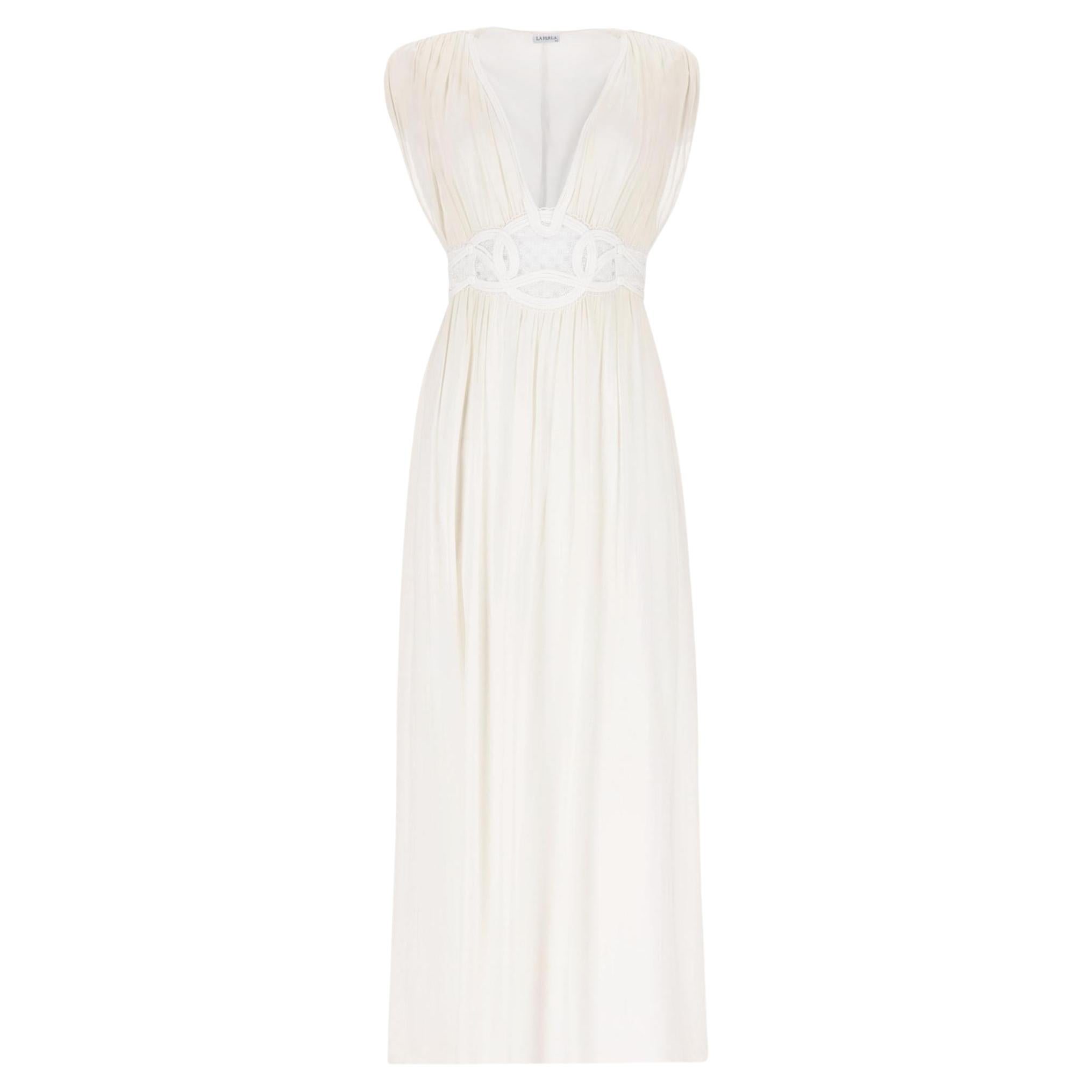 La Perla Lace-Embroidered Silk Maxi Dress