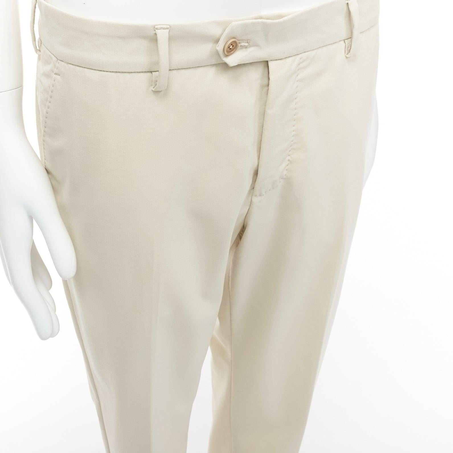 LA PERLA light beige virgin wool blend straight leg minimal classic pants M
Reference: CNLE/A00281
Brand: La Perla
Material: Virgin Wool, Blend
Color: Beige
Pattern: Solid
Closure: Zip Fly
Extra Details: 2 pockets at back.
Made in: