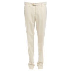 LA PERLA light beige virgin wool blend straight leg minimal classic pants M