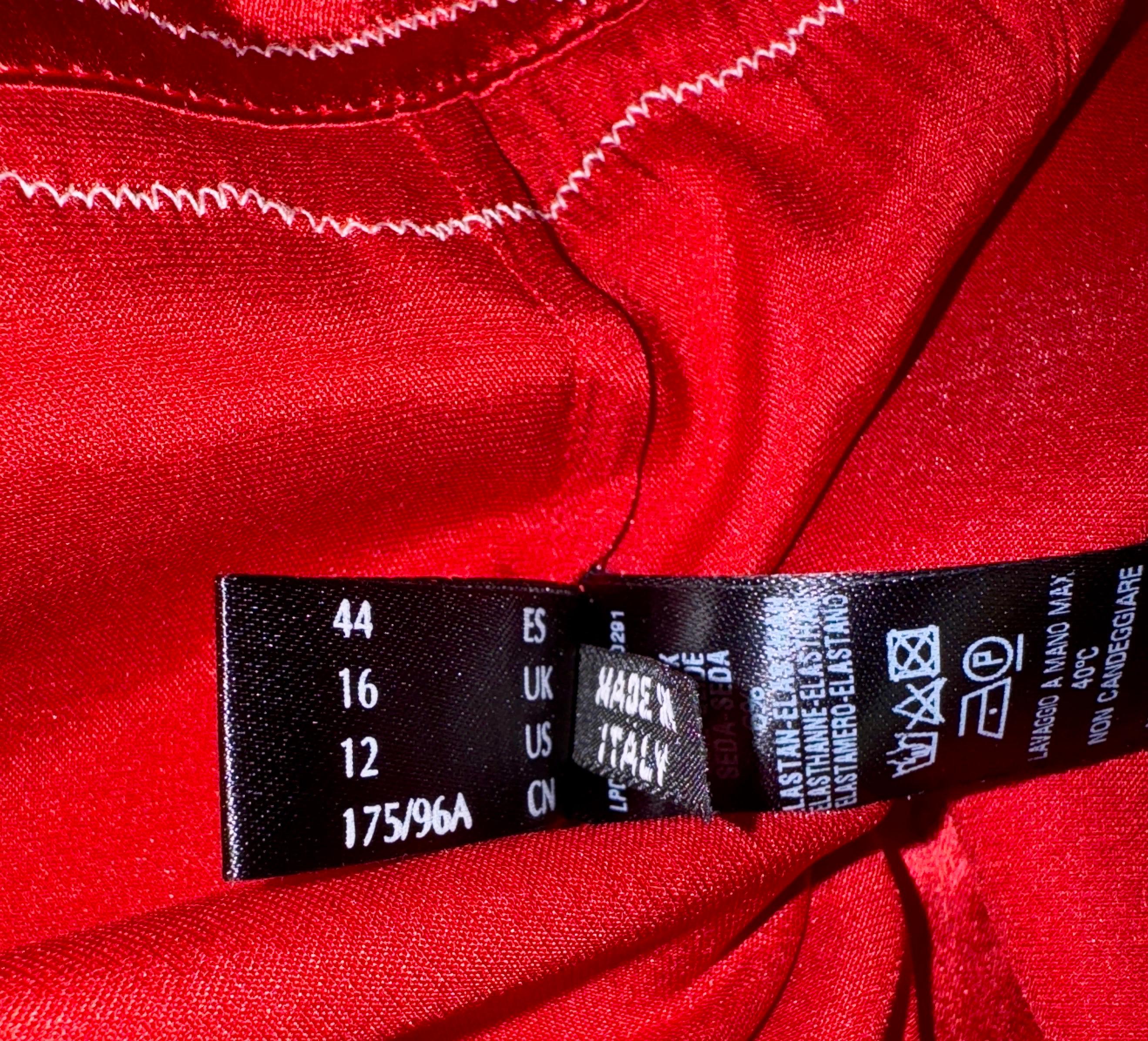 LA PERLA Maison Red Silk Pants with Frastaglio Embroidery 12 For Sale 2