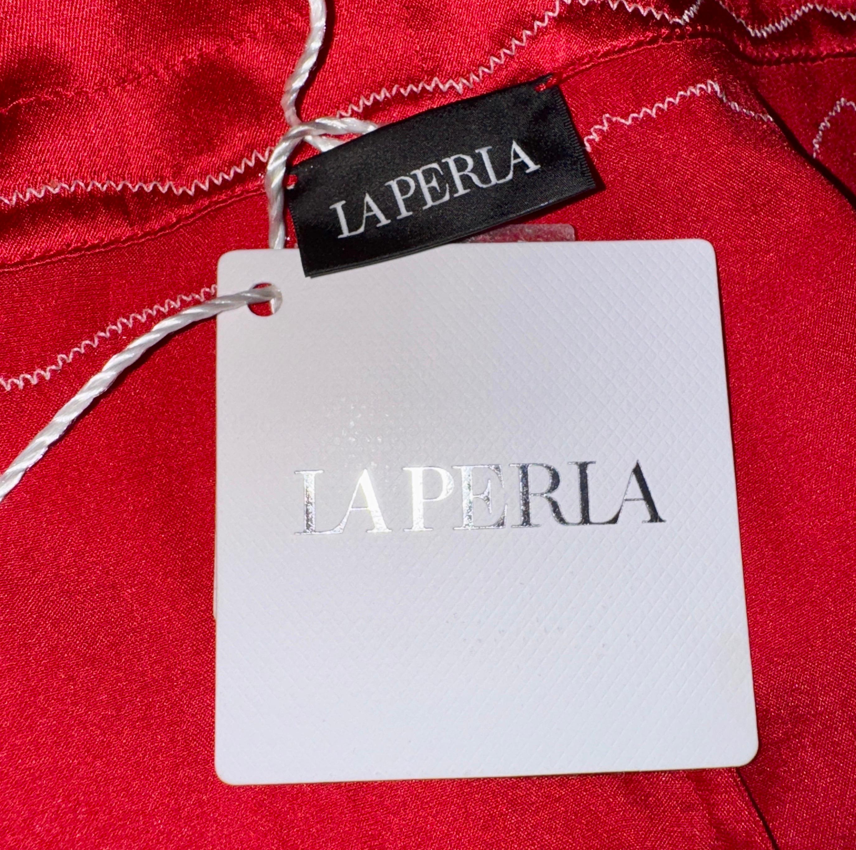 LA PERLA Maison Red Silk Pants with Frastaglio Embroidery 12 For Sale 3
