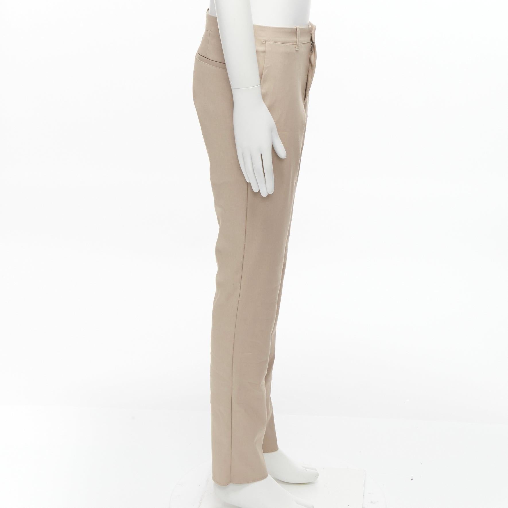 LA PERLA MENS beige back darts minimal classic tapered trouser pants M In Excellent Condition For Sale In Hong Kong, NT