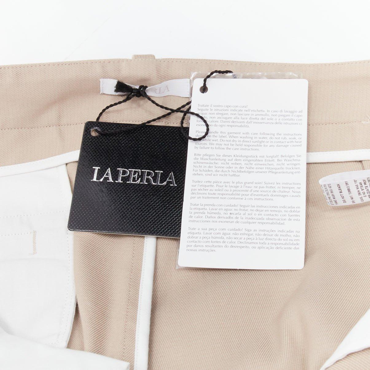 LA PERLA MENS beige back darts minimal classic tapered trouser pants M For Sale 3