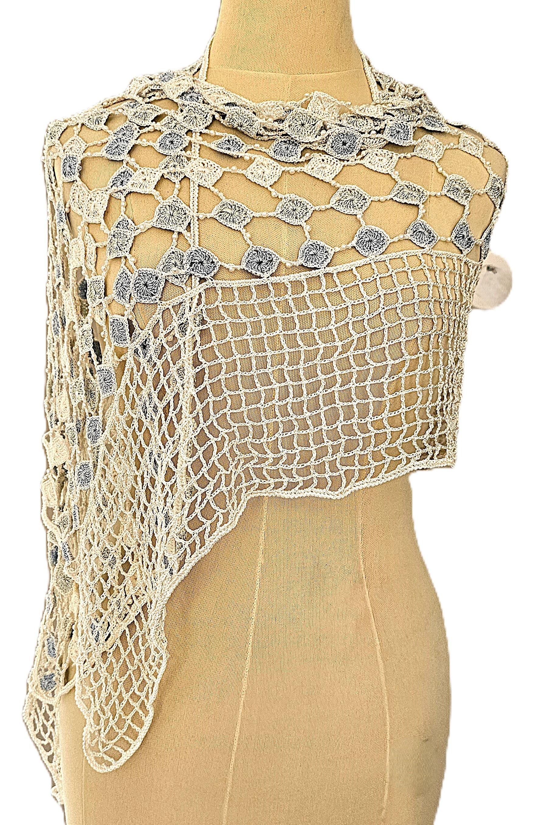 La Perla Oceano Handmade Crochet Beach Cover up 1990s Collectors item en Excelente estado para la venta en 'S-HERTOGENBOSCH, NL