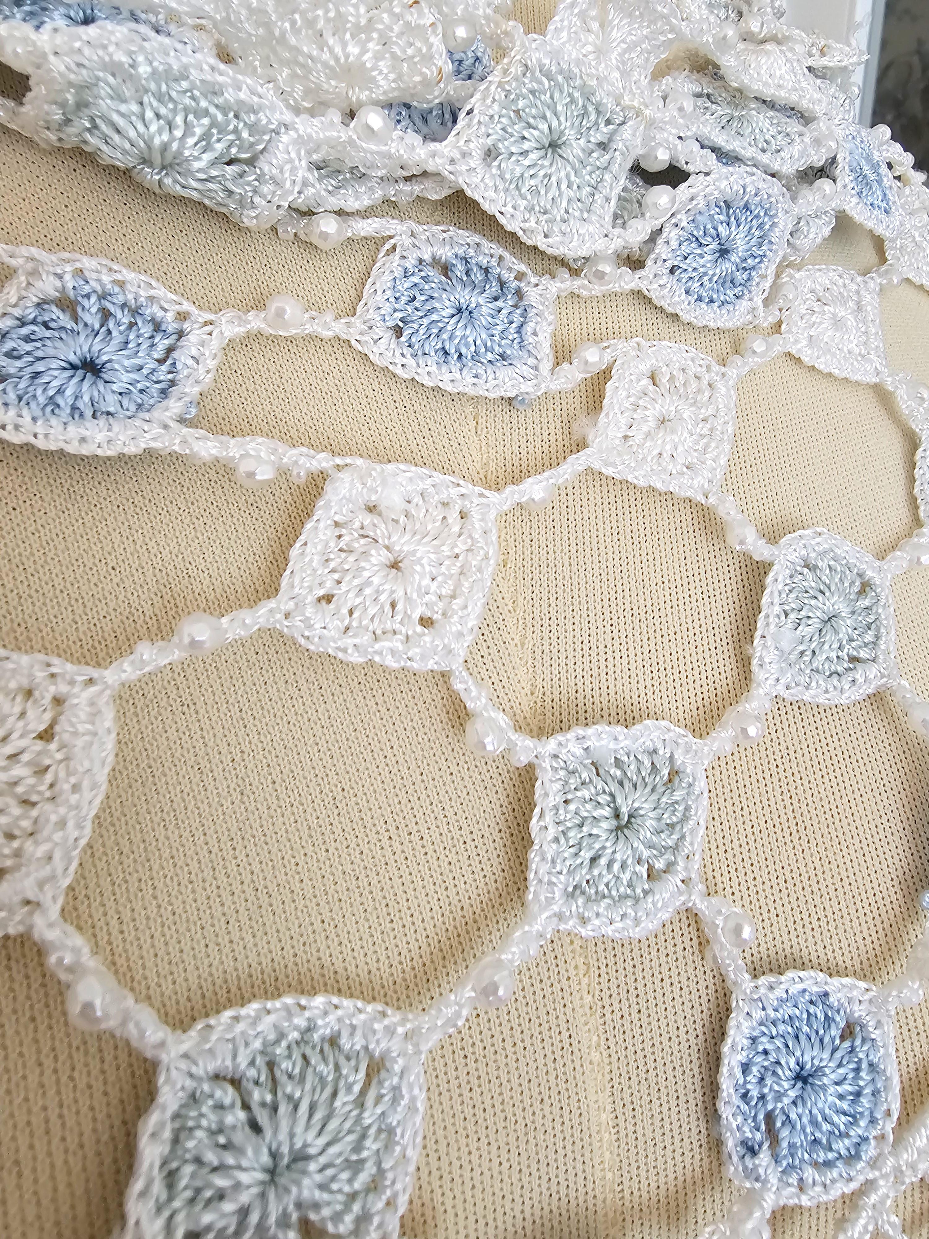 La Perla Oceano Handmade Crochet Beach Cover up 1990s Collectors item en venta 4