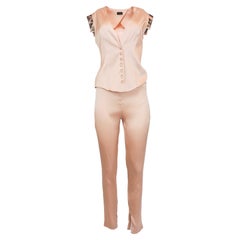 La Perla Pale Rose Silk Pant & Vest Set