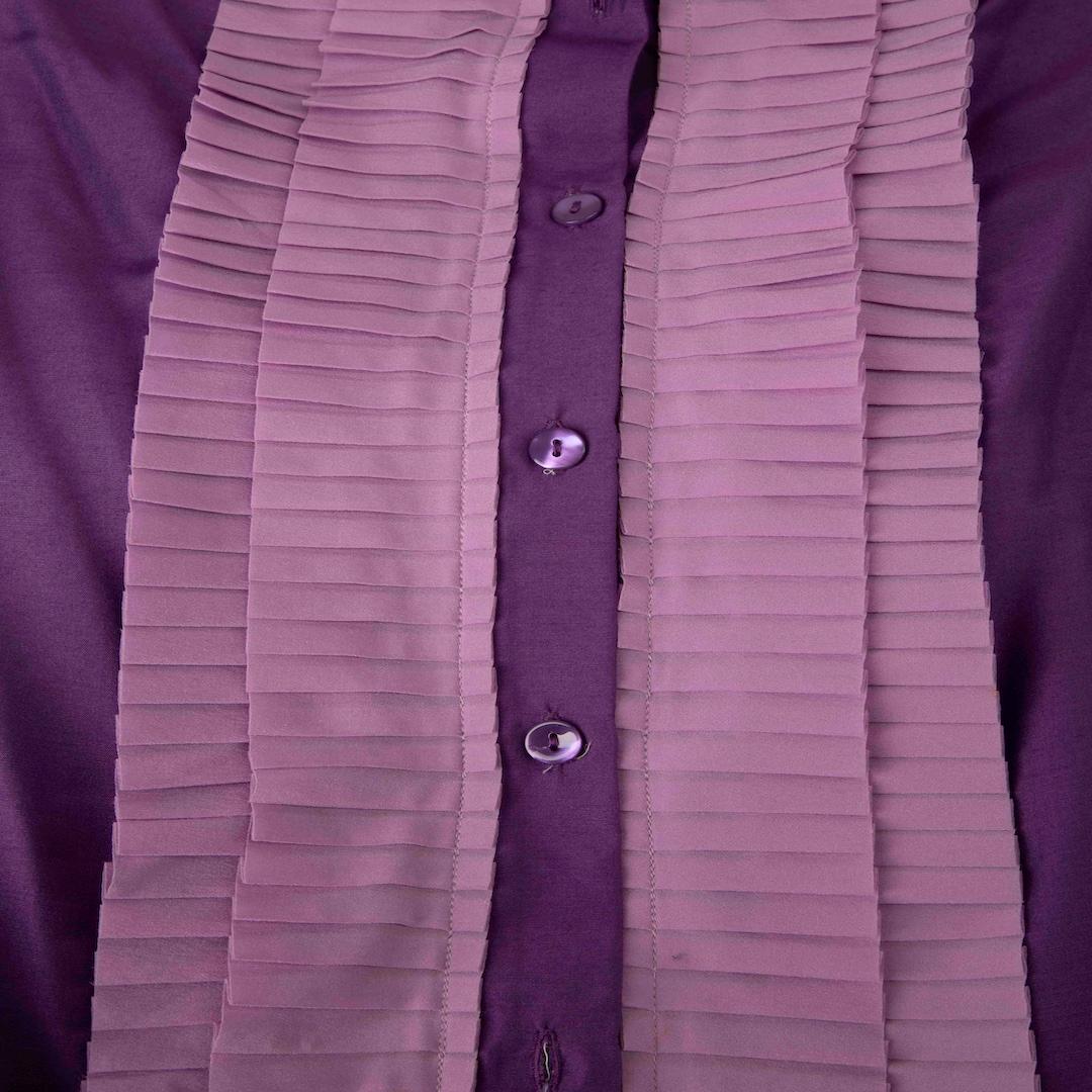 Marron La Perla - Robe chemise à découpes - Violet - Taille XL en vente