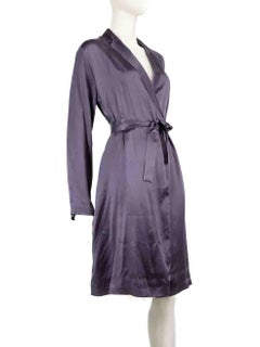 La Perla Purple Silk Belted Robe Size XL