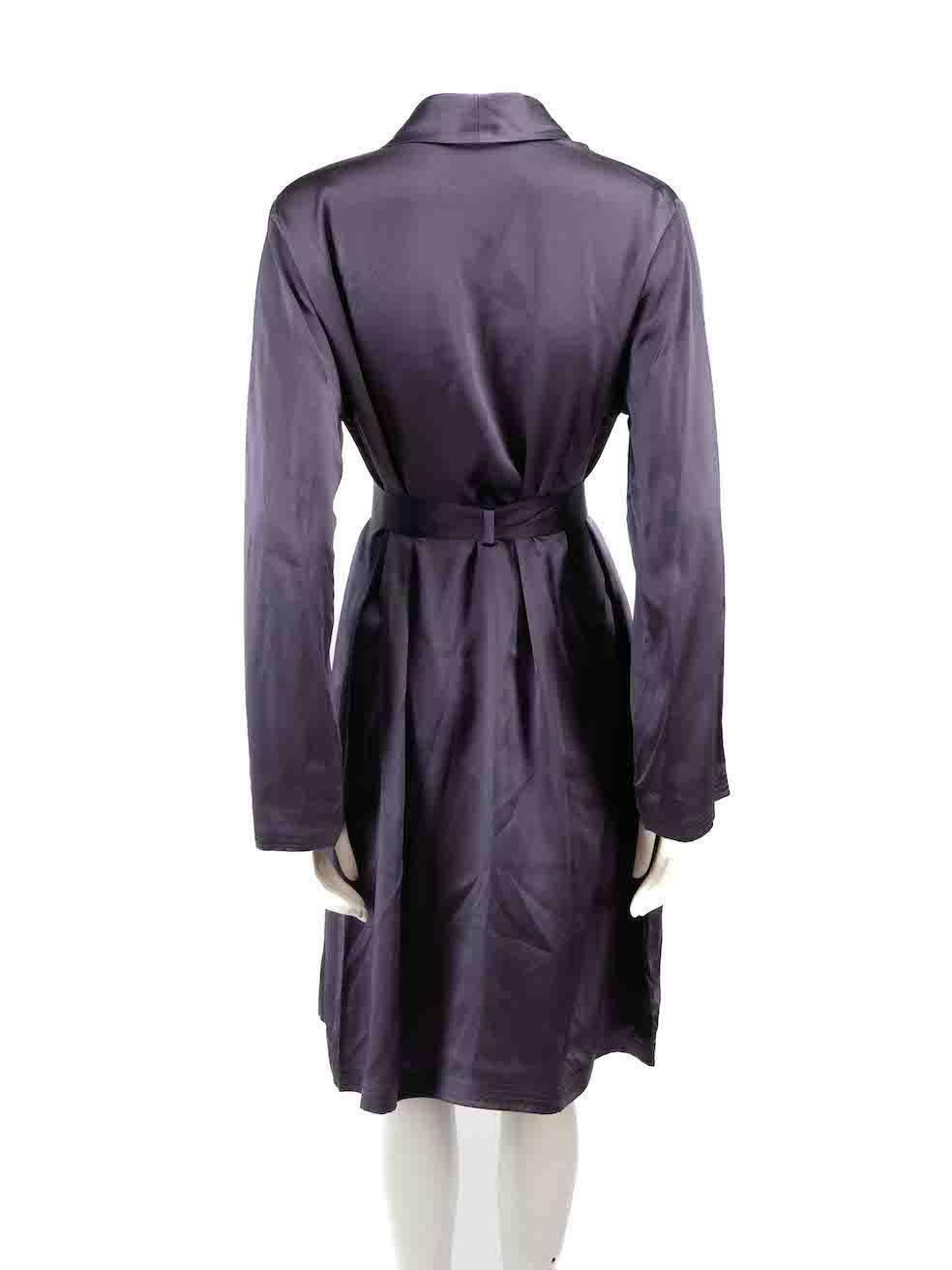 Gray La Perla Purple Silk Belted Robe Size XL For Sale