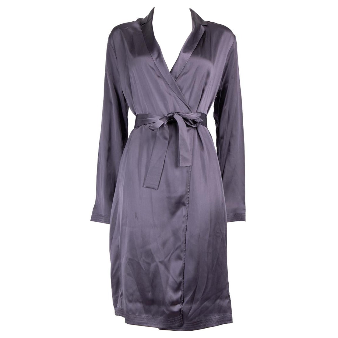 La Perla Purple Silk Belted Robe Size XL For Sale