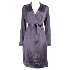 Albornoz con cinturón de seda morado La Perla Talla XL