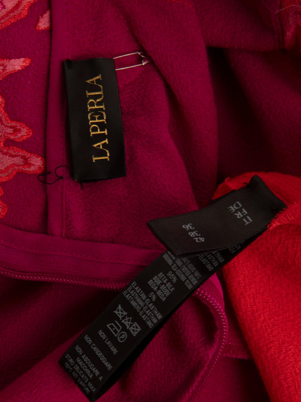 La Perla Red & Purple Wool Panel Cut Out Dress Size M 3