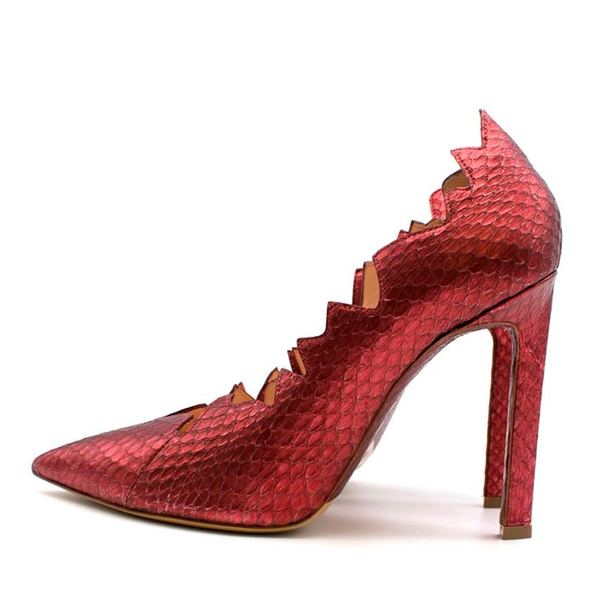 La Perla Red Snake Skin Court Pumps 38  In Excellent Condition In London, GB